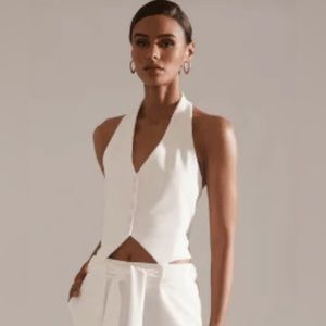 Krisa ivory crepe halter vest